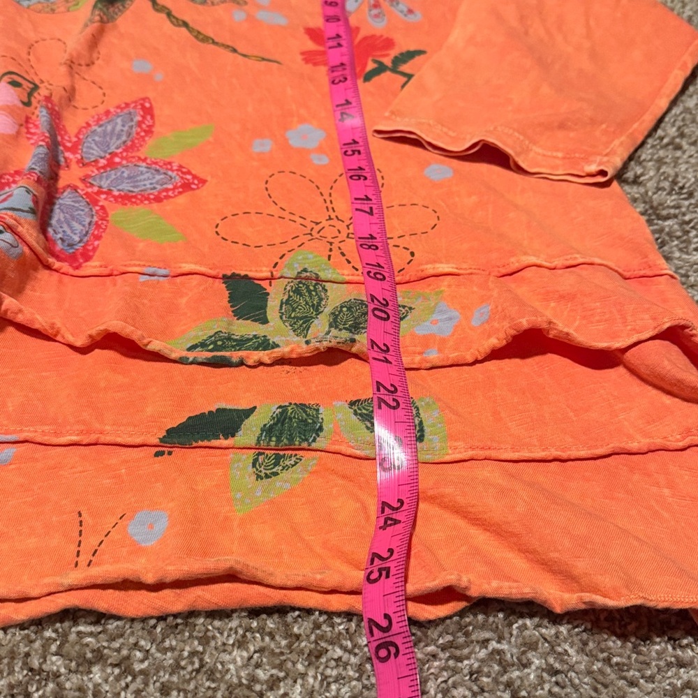 Jess & Jane ruffled layer-look floral dragonfly 3/4 sleeve top (L) EUC! - Picture 6 of 14